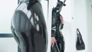 Latex in 4K Black Latex Catsuit Model - Part 2