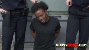 MILFs are taking a black criminal into custody to suck his black shlong!