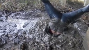Leather leggings and boots in Mud