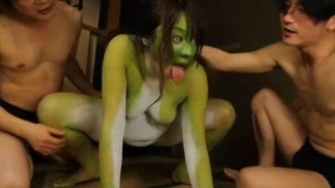 Chubby frog-monstergirl sexually assaults her neighborhood and vice versa