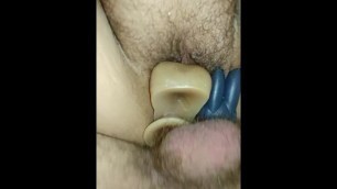 Double Stuffed Dripping Pussy with Ass Plugged and Dripping Creampie ending
