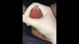 Cumming in Condom with Latex Glove