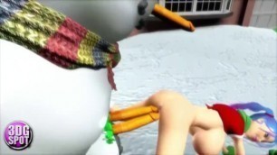 Santa Claus Fucks a beautiful girl with purple hair in cartoon 3d porn sex