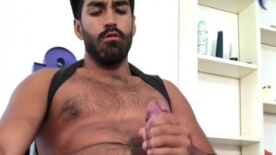 Hairy latin masturbation cum