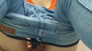 blonde is masturbating with a soda can