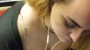 Blonde with perfect tits on the train