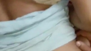 Indian wife with milky tits lying to be milked & sucked