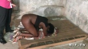 Chubby French black slut attached and sodomized