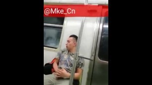 Subway train PUBLIC wank.