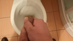 POV Piss in Toilet Golden River Uncut Cock
