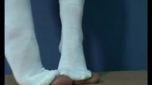Cock crush white socks