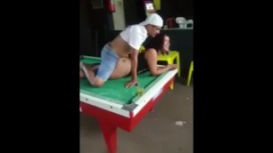 PUBLIC SEX - Public fuck on a pool table