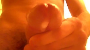 Straight solo male masturbating stringy cum