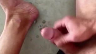 Jacking off onto my foot in the garage