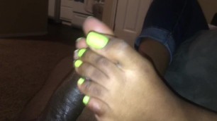 Ebony Neon Toes Footjob