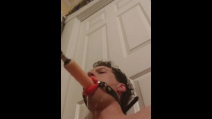 Twink mouthfucked by machine dildo