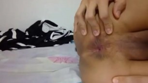 Asian boy show hole