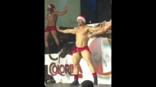 GAY MUSCLE MEN DANCING NAKED FOR CHRISTMAS PARTY