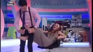 Ticklish Girl's Feet Feather Tickled on Game Show, Mainstream Tickling