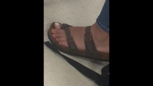 candid feet in Birkenstock’s in class