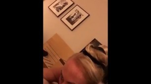 Hot blonde milf giveing me a blowjob then swallows cum !