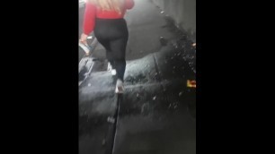 big white booty woman walking,short, no face big ass tho