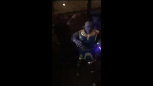 Thanos dancing peruvian music after defeating the Avengers