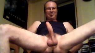 Verbal bator shows off hot cock + inserts amyl bottle (1/3)