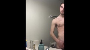SEXY WHITE TWINK STRIPS AND SHOWS OFF HOLE AND DICK BEFORE SHOWER