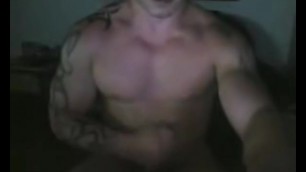 Hot Tatted Buff UK Stud Jerking and Shooting His Cum