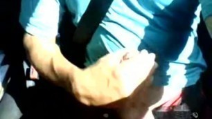 Spanish worker jerking in the car