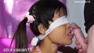 stickyasian18 Star 22 sucks obediently with blindfold