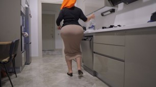 My stepmother is showing me her big ass and trying to turn me on.