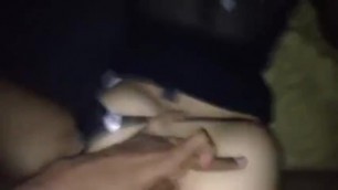 Lightskin gives head and gets pounded by 2 big dicks